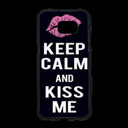 Coque Personnalisée Samsung S7 Edge Premium Keep Calm Kiss me Noir