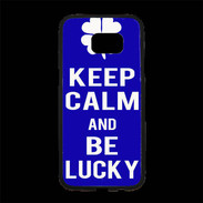Coque Personnalisée Samsung S7 Edge Premium Keep Calm Be lucky Bleu