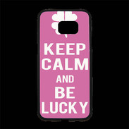 Coque Personnalisée Samsung S7 Edge Premium Keep Calm Be Lucky Rose