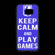 Coque Personnalisée Samsung S7 Edge Premium Keep Calm Play games Bleu