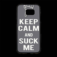 Coque Personnalisée Samsung S7 Edge Premium Keep Calm Suck me Gris