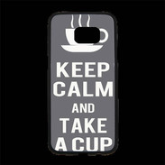 Coque Personnalisée Samsung S7 Edge Premium Keep Calm Take a cup Gris