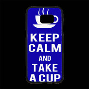 Coque Personnalisée Samsung S7 Edge Premium Keep Calm Take a cup Bleu