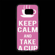 Coque Personnalisée Samsung S7 Edge Premium Keep Calm Take a cup Rose