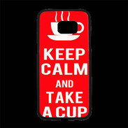 Coque Personnalisée Samsung S7 Edge Premium Keep Calm Take a cup Rouge