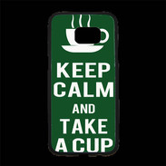 Coque Personnalisée Samsung S7 Edge Premium Keep Calm Take a cup Vert
