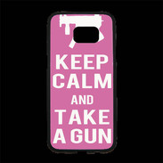Coque Personnalisée Samsung S7 Edge Premium Keep Calm Take a gun Rose