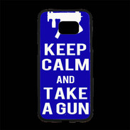 Coque Personnalisée Samsung S7 Edge Premium Keep Calm Take a gun Bleu