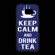 Coque Personnalisée Samsung S7 Edge Premium Keep Calm Drink Tea Bleu