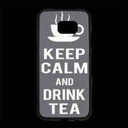 Coque Personnalisée Samsung S7 Edge Premium Keep Calm Drink Tea Gris