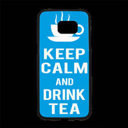 Coque Personnalisée Samsung S7 Edge Premium Keep Calm Drink Tea Cyan