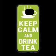 Coque Personnalisée Samsung S7 Edge Premium Keep Calm Drink Tea Vert pomme