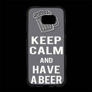 Coque Personnalisée Samsung S7 Edge Premium Keep Calm Have a beer Gris