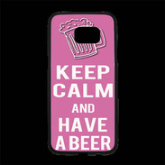 Coque Personnalisée Samsung S7 Edge Premium Keep Calm Have a beer Rose