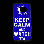 Coque Personnalisée Samsung S7 Edge Premium Keep Calm Watch TV Bleu
