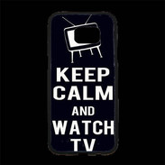 Coque Personnalisée Samsung S7 Edge Premium Keep Calm Watch TV Noir