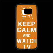 Coque Personnalisée Samsung S7 Edge Premium Keep Calm Watch TV Orange