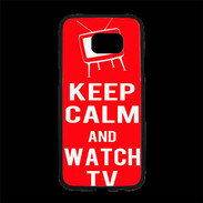 Coque Personnalisée Samsung S7 Edge Premium Keep Calm Watch TV Rouge