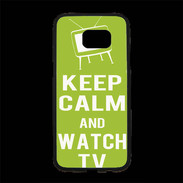 Coque Personnalisée Samsung S7 Edge Premium Keep Calm Watch TV Vert pomme