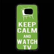 Coque Personnalisée Samsung S7 Edge Premium Keep Calm Watch TV Vert