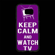 Coque Personnalisée Samsung S7 Edge Premium Keep Calm Watch TV Violet