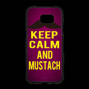 Coque Personnalisée Samsung S7 Edge Premium Keep Calm and Mustach Rose
