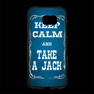 Coque Personnalisée Samsung S7 Edge Premium Keep Calm and Take Jack Bleu