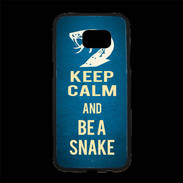 Coque Personnalisée Samsung S7 Edge Premium Keep Calm and Be a Snake bleu