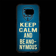 Coque Personnalisée Samsung S7 Edge Premium Keep Calm and Be Anonymous Bleu