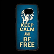 Coque Personnalisée Samsung S7 Edge Premium Keep Calm and Be Free Bleu