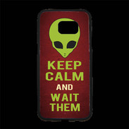 Coque Personnalisée Samsung S7 Edge Premium Keep Calm and Wait Alien Rouge