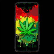 Coque iPhone 7 Premium Feuille de cannabis et cœur Rasta