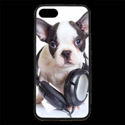 Coque iPhone 7 Premium Bulldog français avec casque de musique