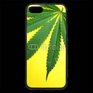 Coque iPhone 7 Premium Feuille de cannabis sur fond jaune