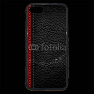 Coque iPhone 7 Premium Effet cuir noir et rouge