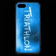 Coque iPhone 7 Premium Triathlon sur fond bleu
