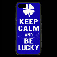 Coque iPhone 7 Premium Keep Calm Be lucky Bleu