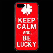 Coque iPhone 7 Premium Keep Calm Be Lucky Rouge