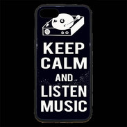 Coque iPhone 7 Premium Keep Calm Listen music Noir