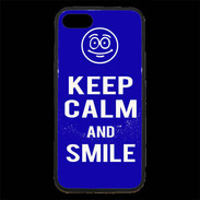 Coque iPhone 7 Premium Keep Calm Smile Bleu