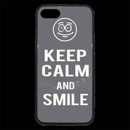 Coque iPhone 7 Premium Keep Calm Smile Gris