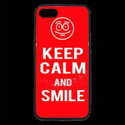 Coque iPhone 7 Premium Keep Calm Smile Rouge