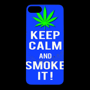 Coque iPhone 7 Premium Keep Calm Smoke it Bleu