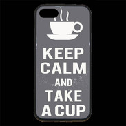 Coque iPhone 7 Premium Keep Calm Take a cup Gris