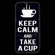 Coque iPhone 7 Premium Keep Calm Take a cup Noir