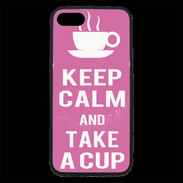Coque iPhone 7 Premium Keep Calm Take a cup Rose