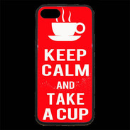 Coque iPhone 7 Premium Keep Calm Take a cup Rouge