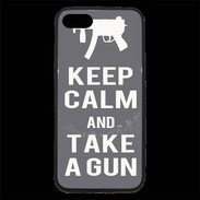 Coque iPhone 7 Premium Keep Calm Take a gun Gris