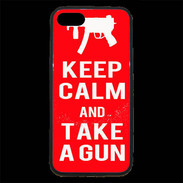 Coque iPhone 7 Premium Keep Calm Take a gun Rouge