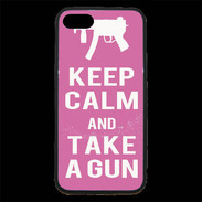 Coque iPhone 7 Premium Keep Calm Take a gun Rose